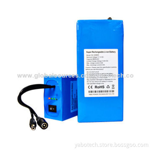 Shenzhen manufacturer customized 12V lithium ion rechargeable battery for CCTV camera/LED strip